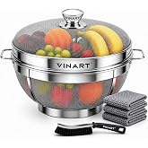 VINART Stainless Steel Fruit Basket with Lid | Fruit & Vegetable Storage Basket for Kitchen & Dining Table (XXL 14INCH)