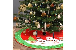 HONMOK Falda de árbol de Navidad Base del Árbol de Navidad Manta de árbol de Navidad Decoración de Navidad de la Alfombra Faldón del árbol de Navidad 84 * 84cm Tela Las Navidades Christmas Rojo Verde