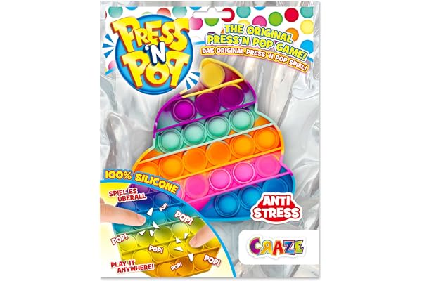 Craze Pop it - Press and Pop/Fidget Toy - Anti Stress Toy - Poo Multicolore pour garçons, Filles et Adultes.