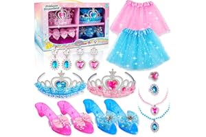 Geebiiny [2 Set] Princess Dress Up Shoes & Make Up Set, 3-6 Year Old Girl Gifts, Princess Costumes for Girls Toys for Girls 3-6 Year Old Girl Gifts Birthday Presents
