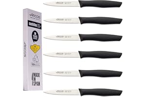 SUFE ARCOS Boîte de 6 Couteaux d'office | Set de Couteaux | 6 Pieces | Couteau à éplucher | Couteau à légumes | Couteau profesionelle | Inoxydable Nitrum 10 cm | Couteaux de Cuisine | Coleur Noir