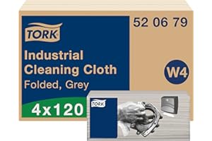Tork Gefaltete Industrie Reinigungstücher Grau W4, flexibel und weich, 4 × 120 Tücher, 520679