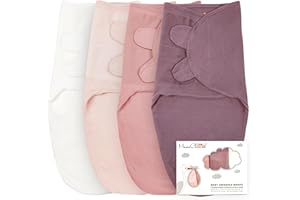 Mama Cheetah Torba do owijania dla niemowląt, kocyk z bawełny organicznej, regulowana torba nocna, łatwe owijanie dla chłopca, dziewczynki, 0-3 miesiące, Baby Essentials, 4-pak