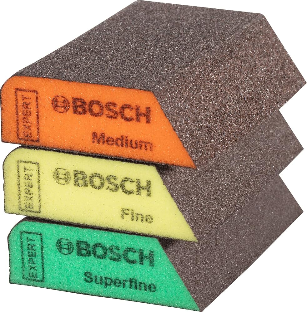 Bosch 3 x Expert S470 Kombi Zımpara Süngerleri (Ahşap Üzerine Boya için, Yumuşak Ahşap, Ø 69 x 97 x 26 mm, Orta/İnce/Süper İnce, Profesyonel Aksesuar El Zımparalama)