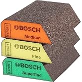 Bosch 3 x Expert S470 Combi Sanding Sponges (For Paint on Wood, Soft Wood, &Oslash; 69 x 97 x 26 mm, Medium/Thin/Super In