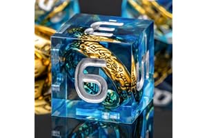 KERWELLSI Resin Lord Of The Ring DND Dice Set D&D with Gifts Box, Blue Sharp Edge Polyhedral & RPG Role Playing Game Dice, Magic Gathering Lotr Dungeons and Dragons Dice D20 D12 D10 D8 D6 D4