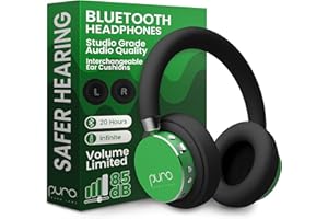 Puro Sound Labs BT2200 Plus Kids Bluetooth Headphones – Volume-Limiting 85dB, Studio-Grade Audio, Over-Ear & Comfy Design, 20-Hour Battery Life, Easy to Connect Wireless Headphones for Kids, Green