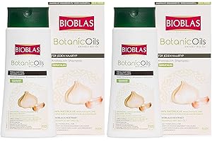 2x Garlic Shampoo - 360 ml, Odourless, Dermatologically Tested, Anti-Hair Loss Shampoo with organic oil | Bioblas botanic oils, 2x360ml Ecopack