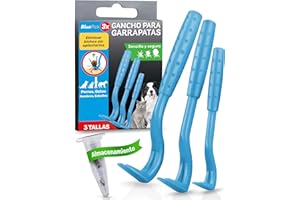 BluePet Ganchos para Garrapatas, Set de 3 Tamaños, Pinza Quita Garrapatas para Personas, Perros, Gatos y Caballos, Pinzas Antigarrapatas, Eliminador de Garrapatas