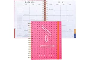 ban.do Grand agenda journalier et hebdomadaire sur 17 mois, daté d'août 2025 à décembre 2026, couverture rigide, agenda à spirale avec calendrier mensuel, autocollants, pages d'art et bonus (recherche