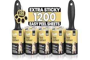 Tydi - Pet Lint Rollers - Extra Sticky Large Lint Rollers for Pet Hair - 1200 Sheets & 2 Handles - Sticky Rollers for Pet Hair - Pet Lint Roller