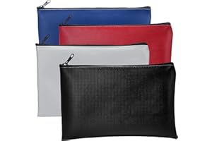 WanderGo Lot de 4 porte-monnaie en polyuréthane - 14 x 27 cm - Pour l'école, la maison, les affaires (bleu foncé/noir/rouge/gris)