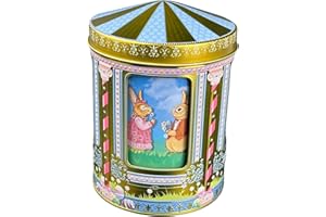 MediMuc Osterhasen Spieluhrdose - Dose, Gebäckdose, Geschenkdose, Sammlerdose - Vol. 0,75l, Ø. x Höhe 12 x 16cm