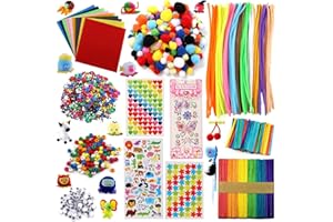 DOITEM DIY Arts Artigianato Forniture per Bambini - Oltre 1000 Pezzi Colorati e Creativi, Include Pom Poms, Pipe Cleaners, Feltro, Popsicle Sticks, Perline e Sequenze