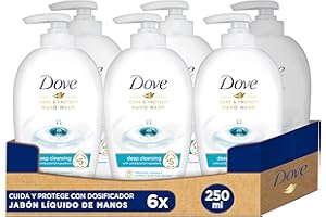 Dove Jabón Líquido de Manos Cuida y Protege con Ingredientes Antibacterianos y 5 Hidratantes, Pack de 6 x 250 ml