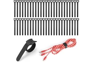 COYTEAR 50 Pack Velcro Cable Ties, Adjustable Reusable Black Cable and Loop Long Cable-Ties Fastening Cable-Ties-Straps for Earbud Headphones Phones Electronics Electrical Computer PC Wire wrap Management
