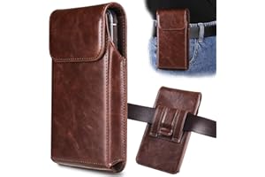 INGIDO Handy Gürteltasche für Galaxy S25 Ultra S24 Ultra S23 Ultra S22 Ultra 5G Note 20 Ultra 5G Note 10+ Plus 5G, Premium Leder Tasche mit Gürtelclip Gürtel Halterung, Kaffee - XL