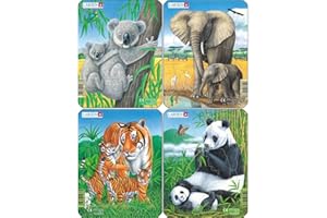 Larsen- No Set de Puzzles Encadrés Koala/Eléphant/Tigre/Panda 4 x 8 Pièces, V4