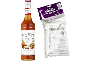 MONIN - Sirop de Citrouille Saveur Epicée & Pompe à Sirop - Pour Café, Chocolat Chaud, Capuccino ou Latte - Arômes Naturels - Bouteille en Verre - 70 cl