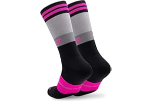 NORTEI Calcetines Ciclismo Altos Deportivos Hombre y Mujer - Calcetines Running Triatlón Gym Crossfit - Acolchados, Transpirables, Sin Costuras, Compresivos