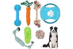 ZWOOS Juguetes para Perros 7 Piezas Durable Juguete Masticable Cuerda Soledad Grupo de Juguete para Pequeñas y Medianas Perros, Herramientas de Entrenamiento, Mantener a su Perro Sano