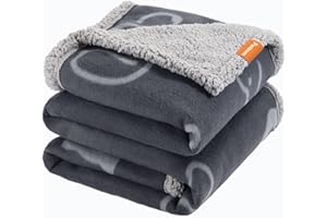 PETTOM Wodoszczelny koc dla psa, Sherpa, polarowy koc dla psa, 100 x 175 cm, dla małych psów, kotów, przytulny i miękki, koc dla psa, na sofę, z podwójną stroną, nadaje się do prania, szary