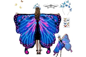 HILKKET Motyl Skrzydła Szaliki, 4 szt. Motyl Szaliki, Szalik Motyl Kostium Dorośli, Płaszcz Motyl Kobieta, Szal Motyl Kobieta, Skrzydła Motyl Z Opaska Na Karnawał, Impreza 168 x 140 cm