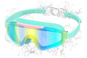 Ambienden Lunette Piscine Enfant, Anti-Buée & UV, Vision Panoramique, Réglage Rapide, Joint Silicone, Lunettes de Natation Unisexe 3-14 Ans
