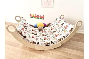 My Photostation.com Montessori Set di 2 Pezzi Arco e Cuscino Arrampicata in Legno Arco Arrampicata Arco Pikler, Set Triangolo per Bambini Cuscino Arrampicata