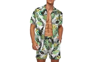 AOTORR Mens Hawaiian Tracksuit Short Sleeve Floral Set Summer Outfit Beach Jogging Sweatsuit Casual Suits for Men