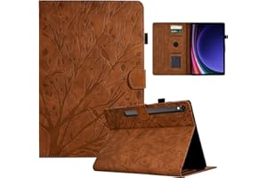 LSPCASA Funda Tablet Samsung Tab S9 para Samsung Galaxy Tab S9 11.0" SM-X710 SM-X716B Sombra De Árbol Funda Galaxy Tab S9 con Ranuras para Tarjetas Funda Samsung Galaxy Tab S9 Marrón