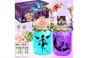 VIPNAJI Kit de Manualidades de Linterna de Hadas, Regalo para Niñas 6 7 8 9 10 11 12, Luz Nocturna de Tarro de Albañil con Control Remoto, Actividades Creativas de Arte de Bricolaje para la Fiesta