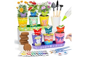 RGBDOT Set Malen und Pflanzen von Keramik Nursery Blumengarten mit 6 Töpfen, Bestes Geburtstags-Kunst- und Bastelset für Mädchen und Jungen im Alter von 5-12 Jahren Ostern Geschenke