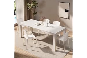 Mobili Fiver, Mesa de cocina Iacopo, 140(220) x90 cm, color Fresno blanco, para 6-10 personas, mesa extensible de comedor, Mesa Cocina, Salon, Made In Italy