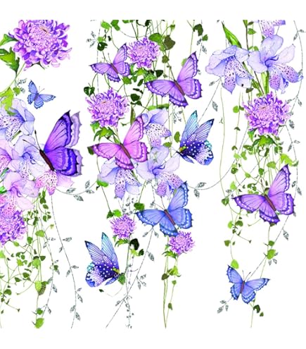 Lot De 20 Serviettes En Papier Avec Motif. Motif : Fleurs, Jardin Et Nature Exotique Dans La Jungle. Conviennent également Pour Le Découpage Et La Technique Des Serviettes 33 X 33 Cm