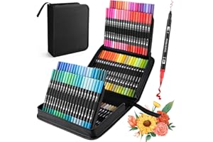 WOTHFAV Rotuladores Lettering, 120 Colores Rotuladores Punta Pincel, Rotuladores Doble Punta Fina, Rotuladores Niños, Rotuladores Acuarelables, Lettering Kit para Niñas, Niños y Adultos Caligrafía, Dibujo