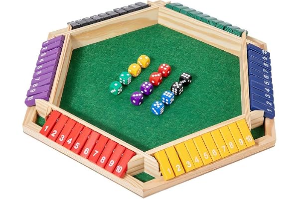 LIULINY Shut The Box, klassiskt träbordsspel med 12 tärningar, 2-6 klassiska bordstärningsspel, matematikleksaker för barn, för föräldrar och barn fest bar och hus