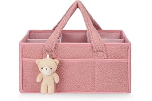 HAGOT Organizzatore Pannolini del Bambino, Organizer Portatile con Scomparti Rimovibili Pieghevole in Feltro, Grande Capacità Morbido per Salviette Umidificate e Articoli