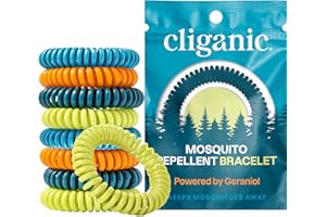 Cliganic 10 Pack Mosquito Repellent Bracelets, DEET-Free Bands, Individually Wrapped