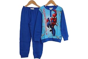 Viterbo Biancheria Pigiama Disney Bambino Bimbo Caldo Cotone Interlock (3132) 100% Cotone Spiderman (Royal/Celeste, 6 Anni)