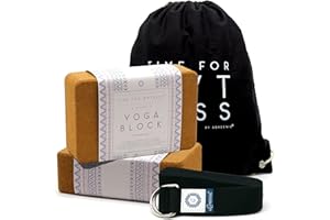 aGreenie Yoga Block aus Kork 100% Naturprodukt/Yogaklotz inkl. Rucksack & Übungsanleitung/Yogablock Kork Größe