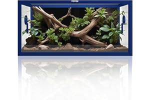 Phailozoo 50 Gallon Reptile Vivarium Front Opening Bearded Dragon Vivarium for Easy Maintenance Snake Vivarium with Top Screen Ventilation & Glass Sliding Door 36''x18''x18''