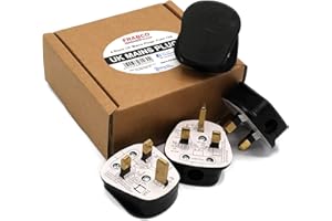HDIUK Quality 4 Pack UK 13A Mains Plug top self Wire. (Black)