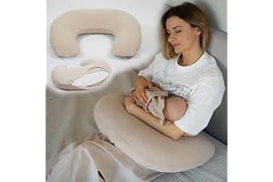 ‎PALULLI PaLulli® Musselin Stillkissen Stillkissenbezug aus 100% Musselin Baumwolle - Stillkissen für Baby, Stillhörnchen Baby, Stillkissen Atmungsaktiv & Waschbar, Stillkissen (Beige)