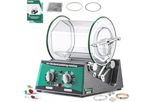 Huanyu Pulidor de la joyería 3kg Capacidad, 150W Barril Tumbler Pulidor Rotary Tumbler Máquina de pulido de barril con 450g perlas de pulido adecuado para el pulido de hardware de joyería (3kg)