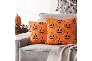 FARYODI Halloween örngott med spöke och pumpamotiv 45 x 45 cm | Mjukt dekorativt kuddfodral för soffa, soffa och festlig höstdekoration
