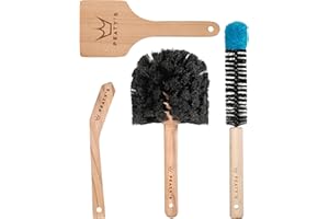 PEATY'S Peaty’s Complete Bike Brush Set – Patented Design, Eco-Friendly & Super Durable Beech Wood Brushes for MTB, Road & Gravel Bikes, Includes Drivetrain, Chain, Cassette, Tyre and Detailing