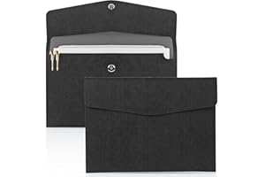 Document File Folder,Classycoo Waterproof Thin PU Leather A4 Envelope Folder Expanding File Organizer Portfolio Storage Case (Black)