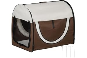 PawHut Hundebox faltbare Hundetransportbox Transportbox für Tier 2 Farben 5 Größen (XL (81x56x66 cm), kaffeebraun-creme)