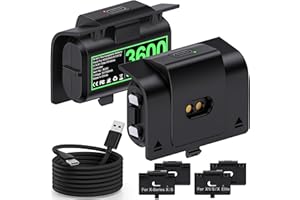 FANXIEAST Direct Rechargeable Battery Pack for Xbox One/S/X/Elite Controller,2x3600mWh Portable Xbox Controller Battery Pack with LED Indicato,X-box Accessories Charging While Playing Play & Charge Kit